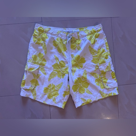 Op Ocean Pacific Drawstring Boardshorts Swim Trunks Men White L/G (36-38) - Picture 11 of 14